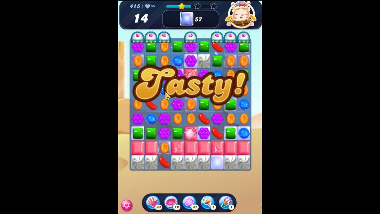 Candy Crush Saga Level 415 - 2 Stars,  19 Moves Completed