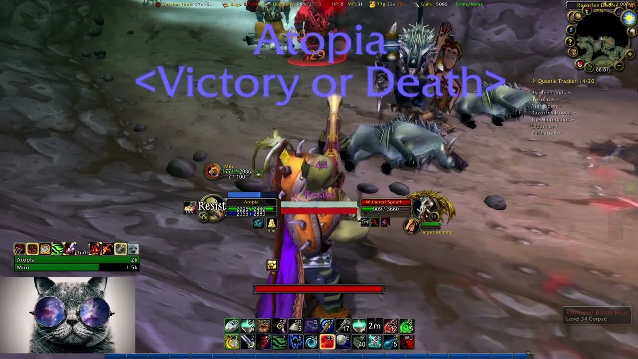 Level 46-47 Hardcore Era Hunter Solo Razorfen Downs