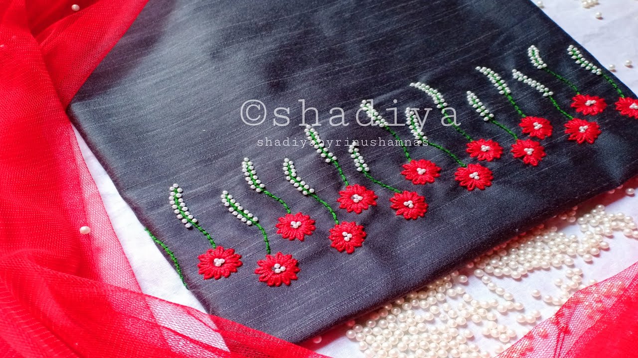 hand embroidery easy design for salwar kurti bottom part|embroidery design for kurti salwar