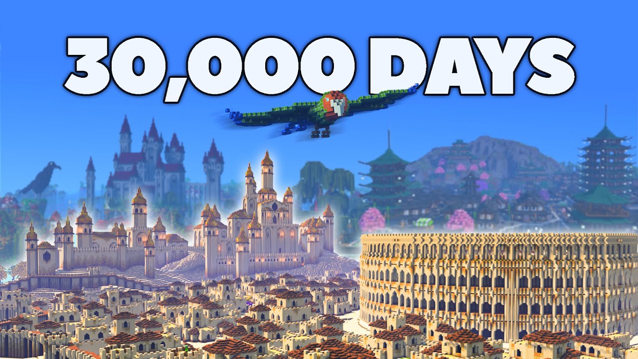 I survived 30,000 DAYS IN HARDCORE MINECRAFT WORLD TOUR