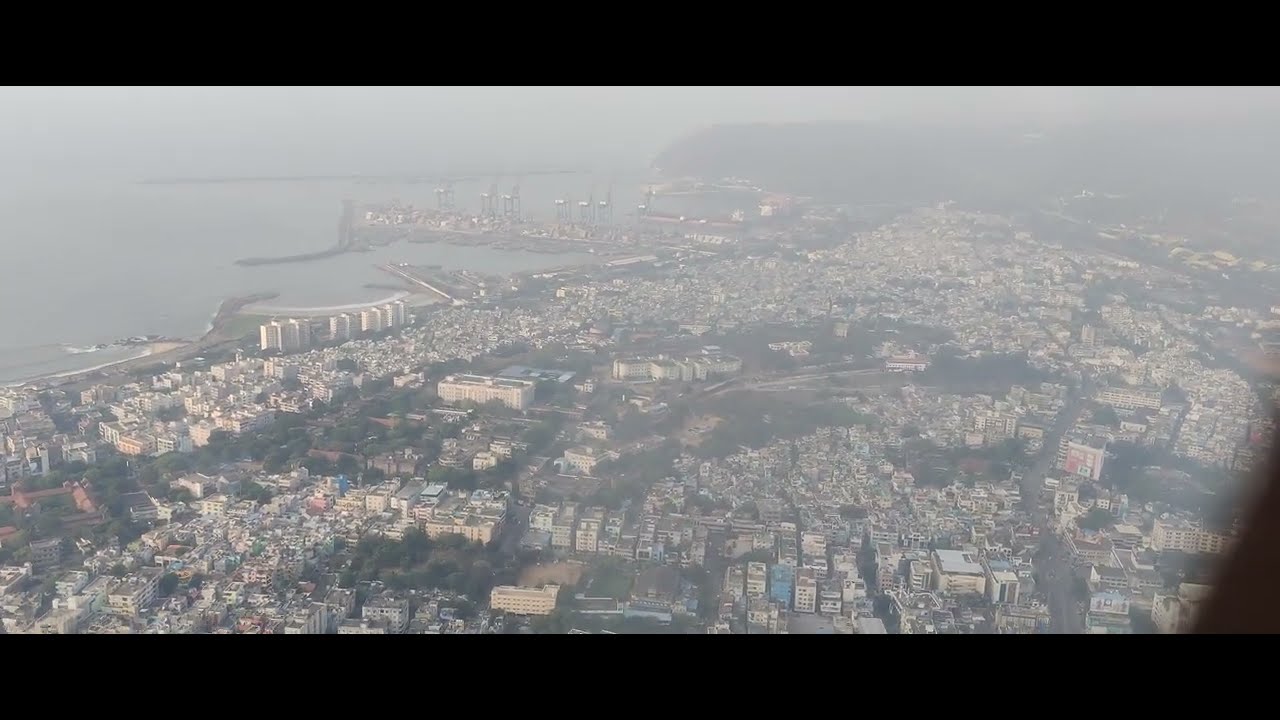 Vizag airport landing video, vizag city aerial view @wavesselva
