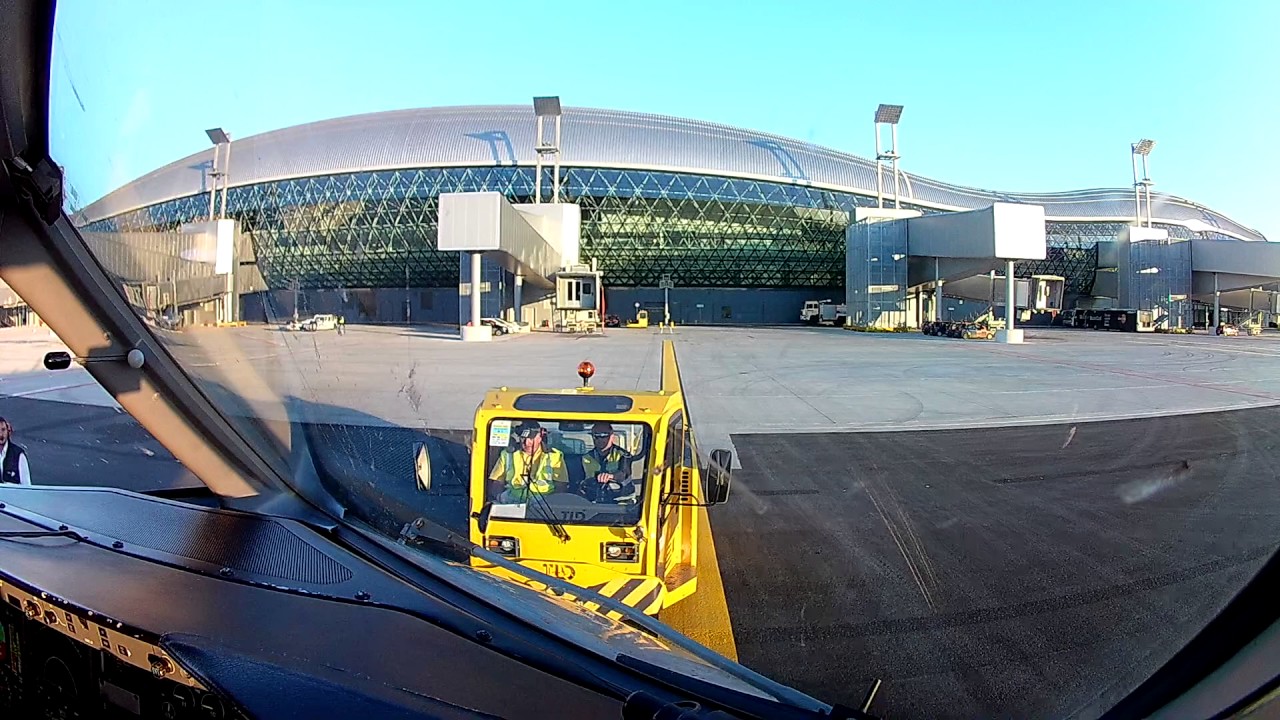 Pushback from Zagreb Airport's new terminal