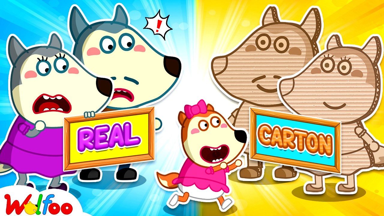NEW | REAL vs CARDBOARD Family? Cardboard Pretend Play for Kids | Cartoons For Kids | Wolfoo Family