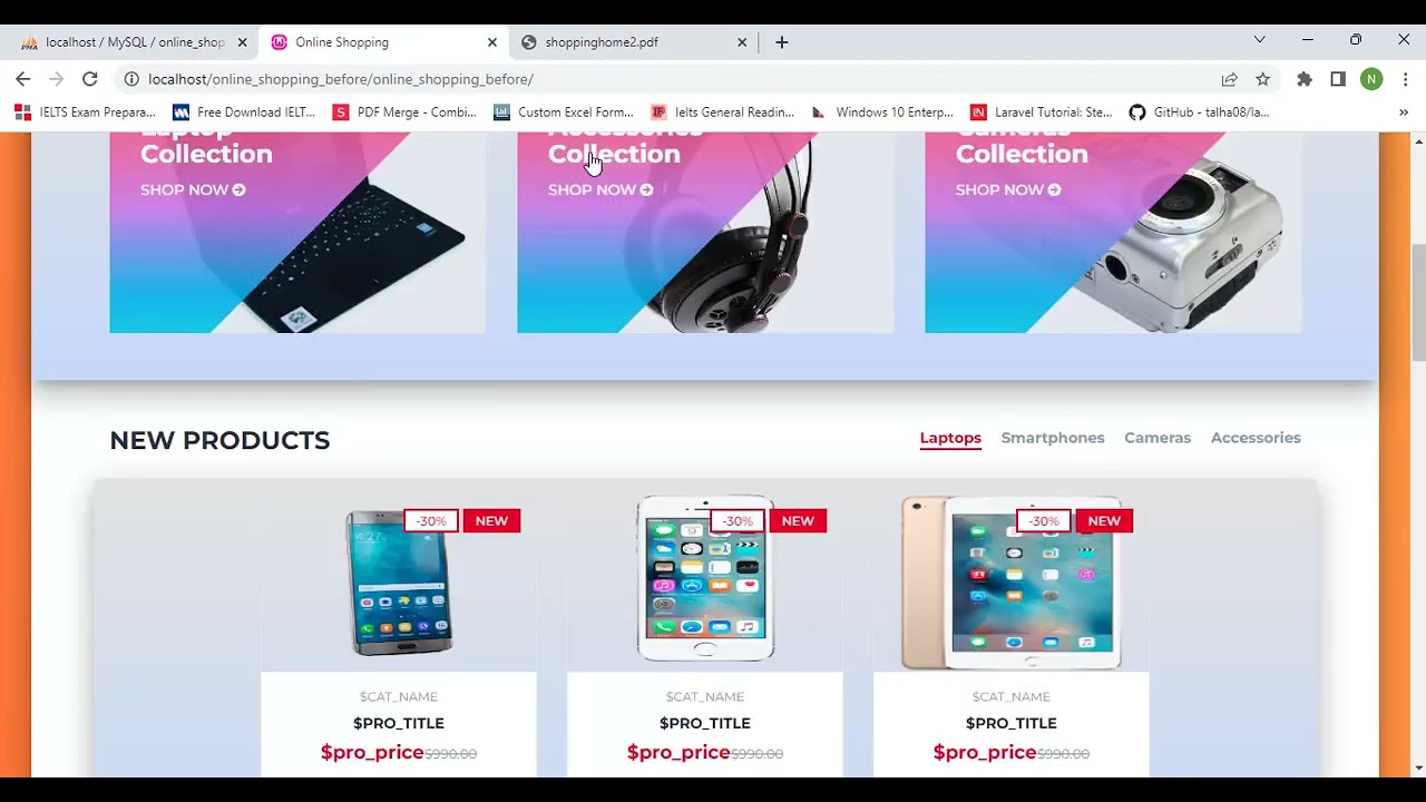 View Product Details page, Register & Login page