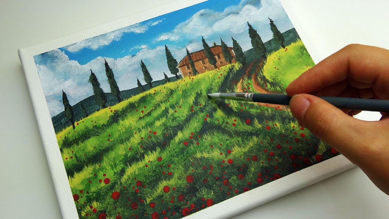 Tuscan Hills | Acrylic Painting step by step |  | Art Tutorial For Beginners #4