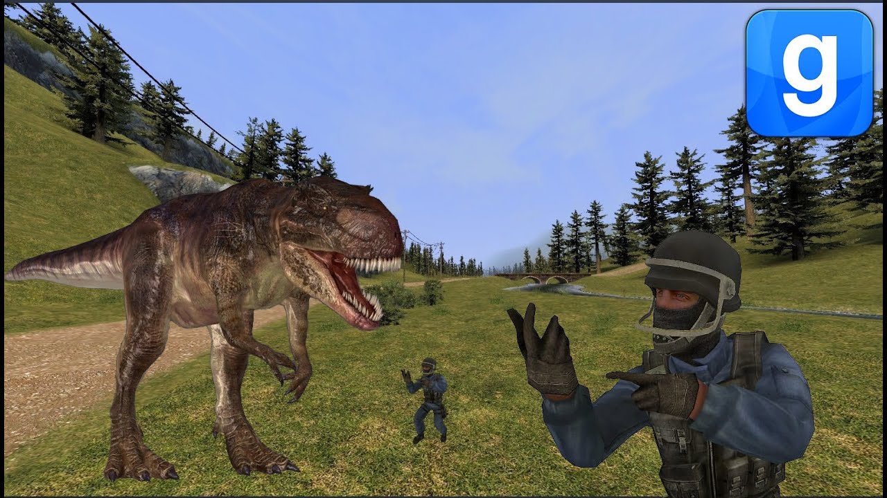 TUROK Dinosaurs VS Fallout Security NPC Fight Garry's Mod