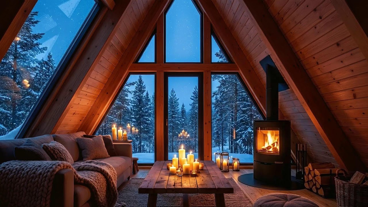 ❄️ 12 Hours Ultimate Cozy Fireplace Ambience | Crackling Fire Sounds in Winter Cabin 🔥