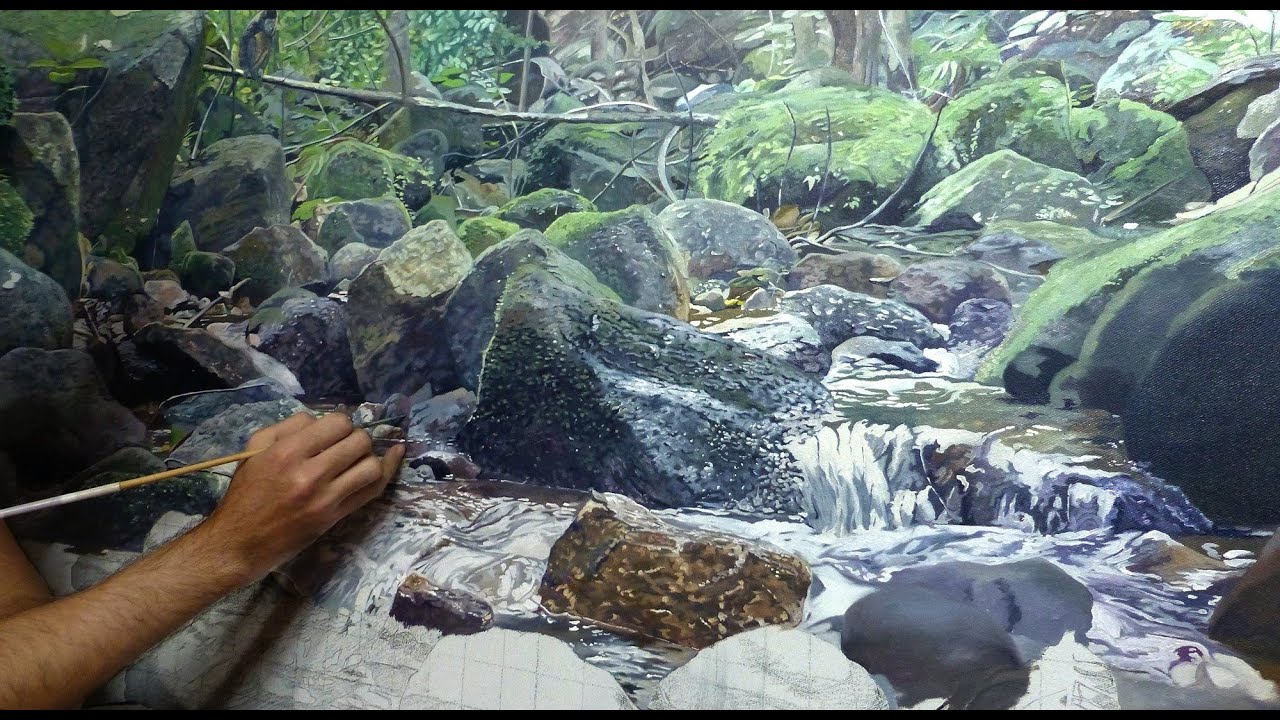 Como pintar piedras y agua en movimiento