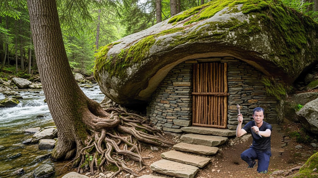 Full Video 90 Days Building a Dream House Made of Stone in the Rainforest | Survival Bushcraft