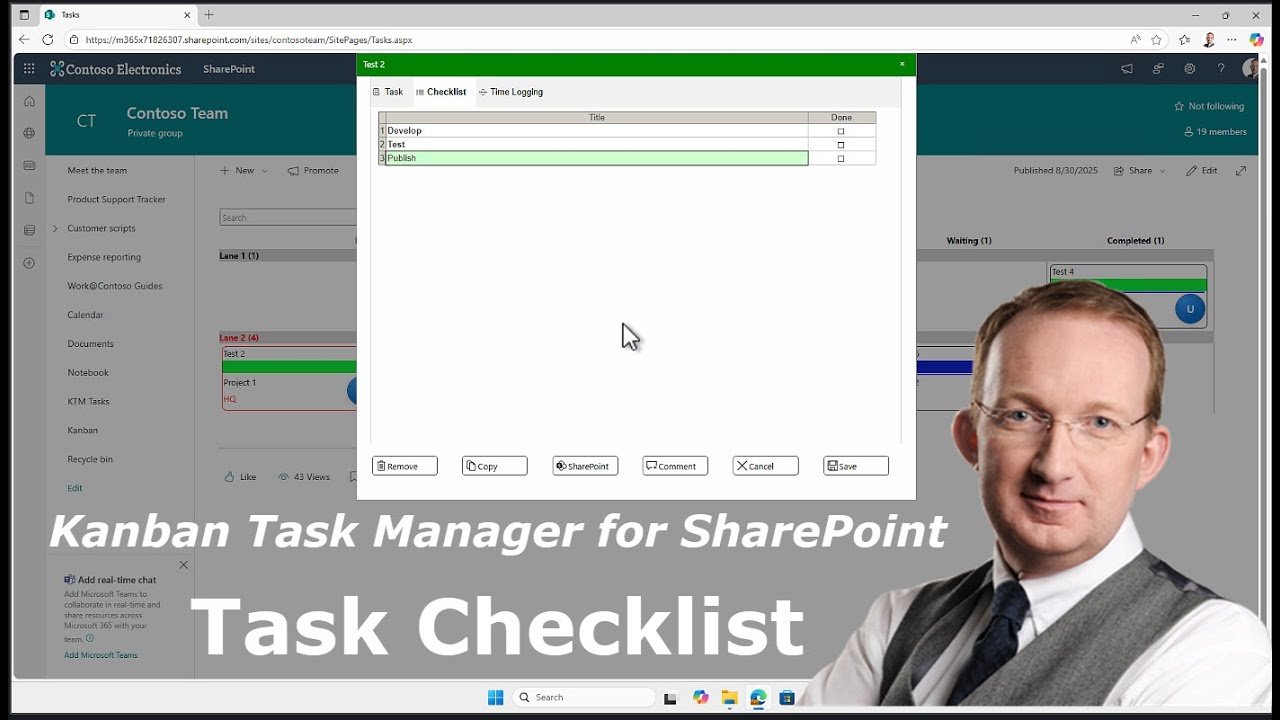 Create a task checklist  in Kanban Task Manager for SharePoint
