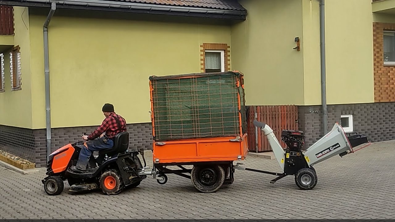 Zrębkowanie na przyczepkę. Rębak Lumag Rambo-HC10 PRO + OLEO-MAC OM 92/24 KH +Przyczepka Kipper