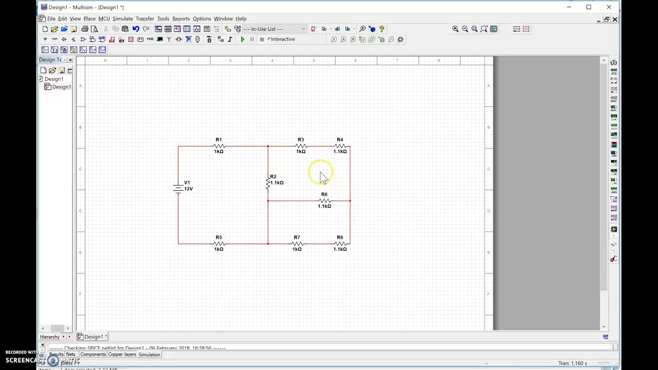 Multisim simulation tutorial: 3 loops DC circuit, mesh analysis [6 minutes]