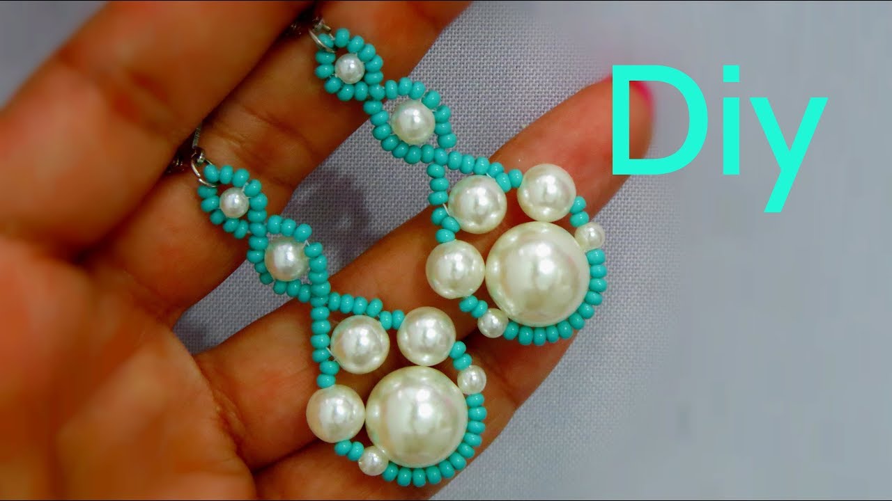 💙💙💙Brinco de Pérolas - Turquesa - Curso de Bijuterias !!