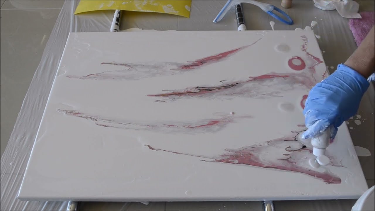 De Lew Pink Smoke Acrylic Pour with string pull