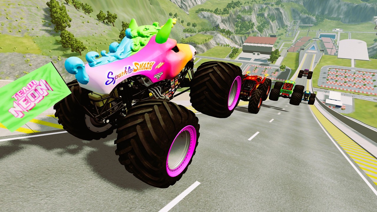 BeamNG CAR Monster #High Speed BeamNG CAR Monster Truck Jump 24 #USA
