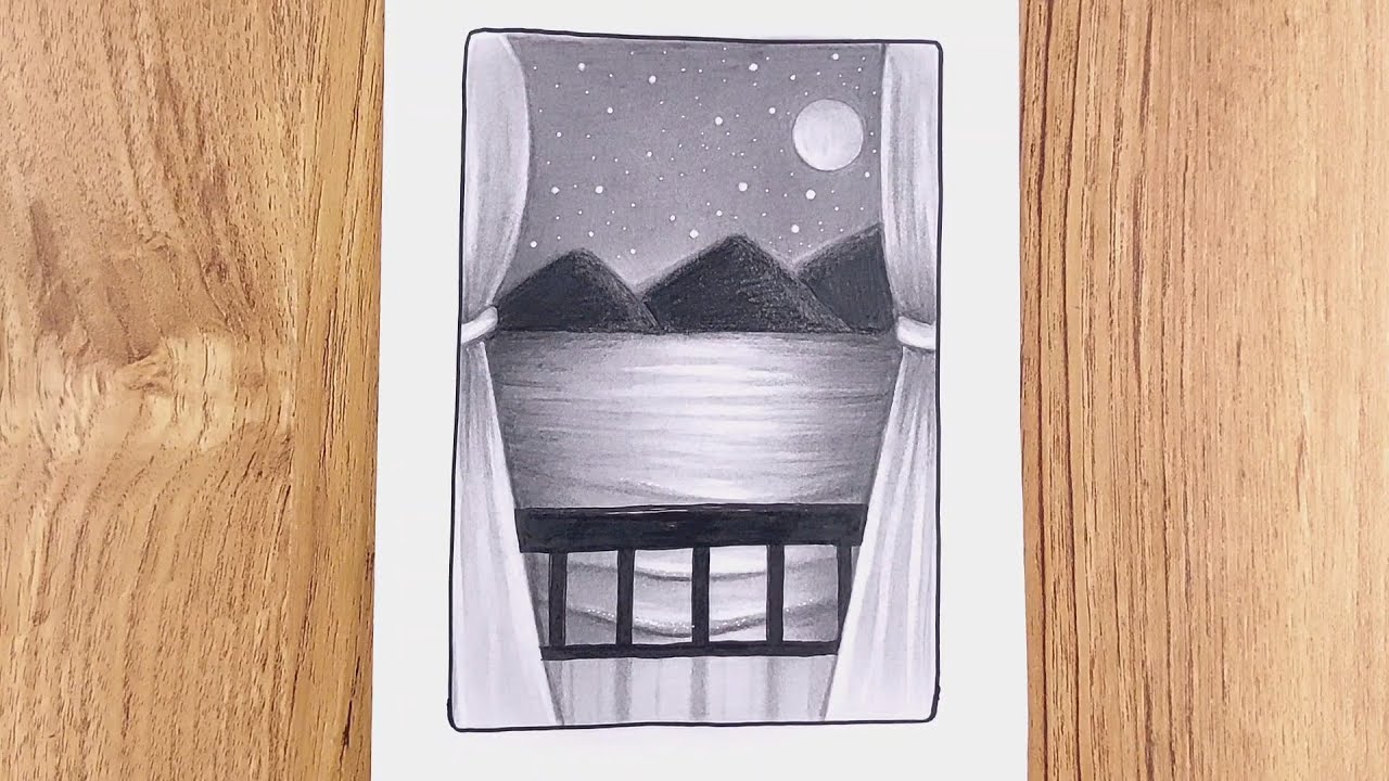 Cómo dibujar un paisaje muy complejo con la luna, de noche 2026