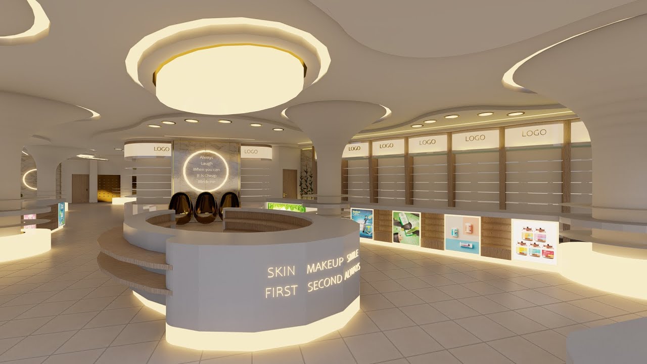pharmacy interior Design - تصميم داخلي عصري لصيدلية