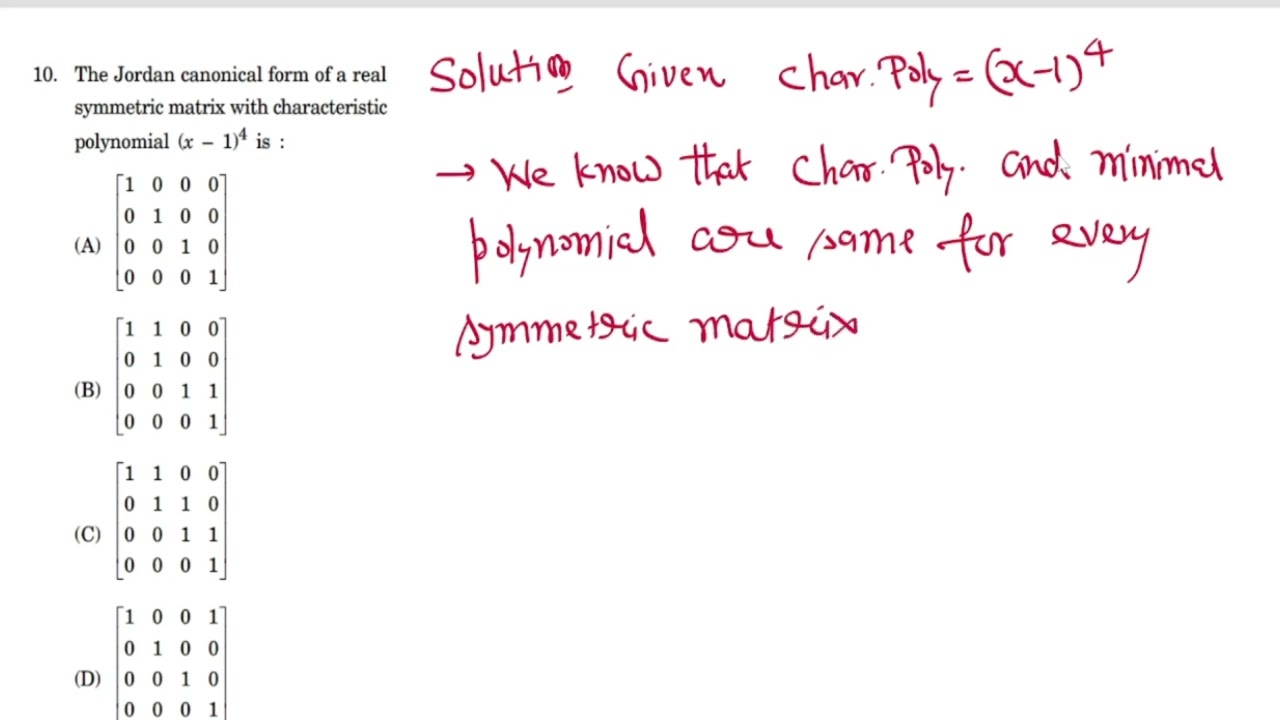 #Jordan_Canonical_form_of_Real_Symmetric_Matrix_MH_SET_2023_Ques_10_set_C