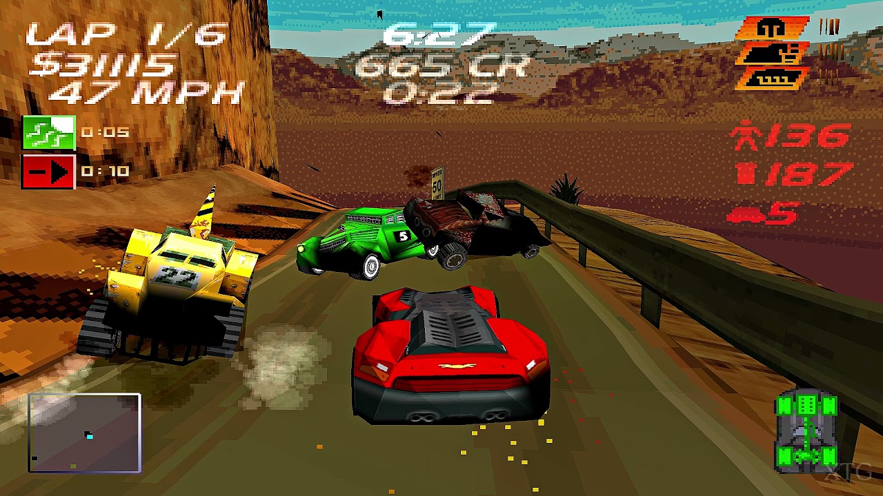 Carmageddon PS1 Gameplay HD (Beetle PSX HW)