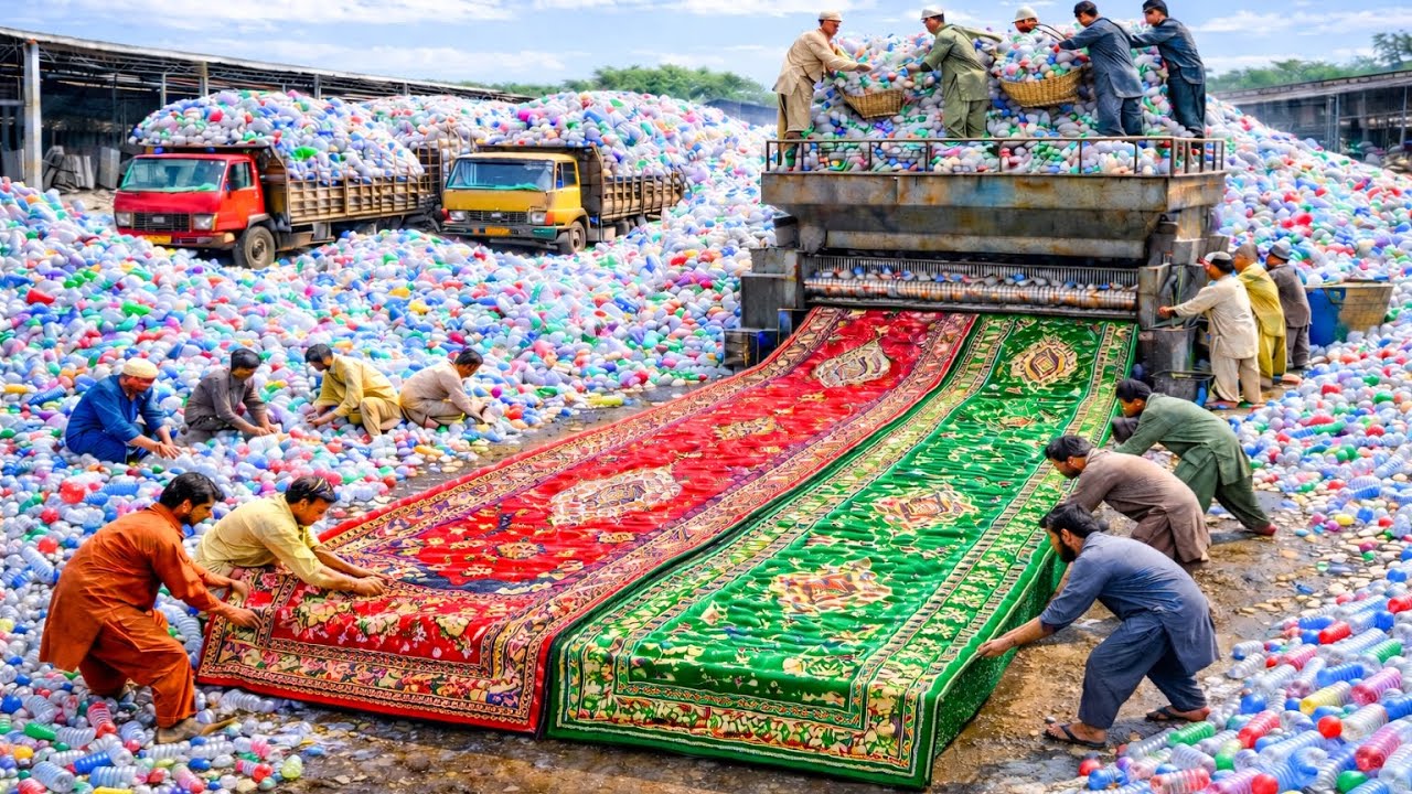 Amazing Irani Recycling in Scrap Factory / Garbage Bottles Turn into Plastic Mats / Factory Process 
