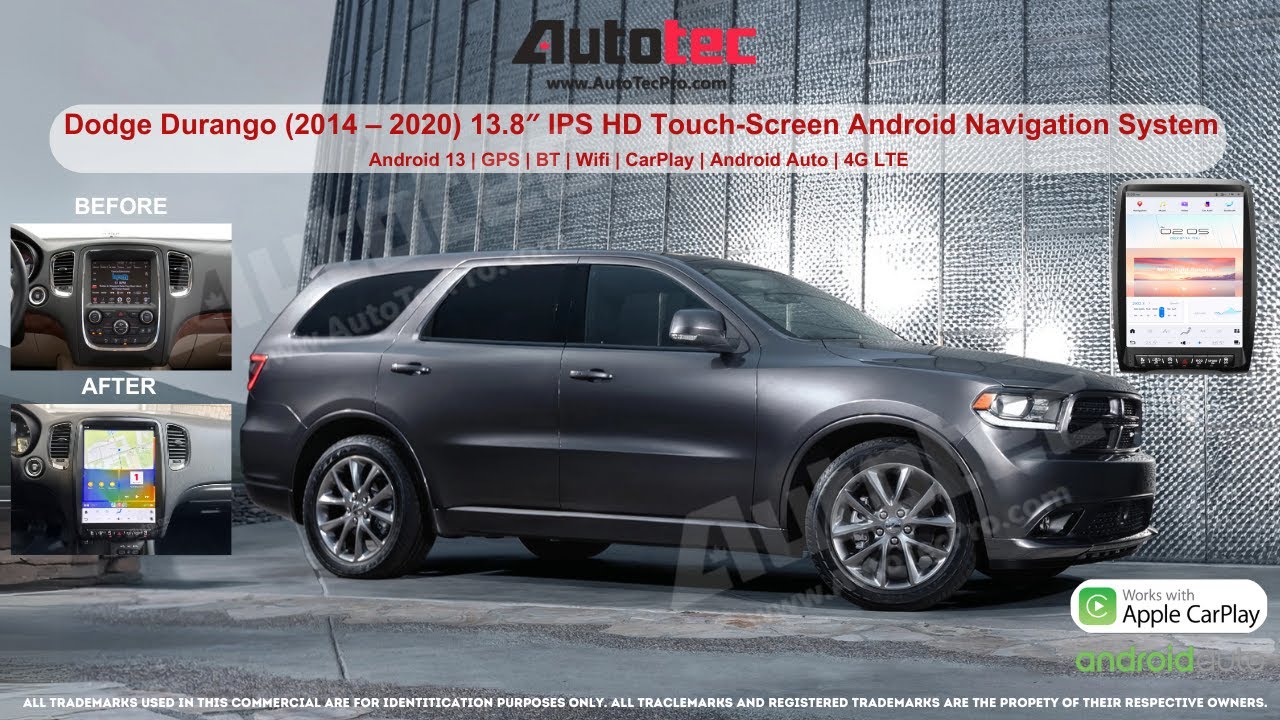 Dodge Durango (2014 – 2020) 13.8″ IPS HD Touch-Screen Android Navigation & Infotainment System