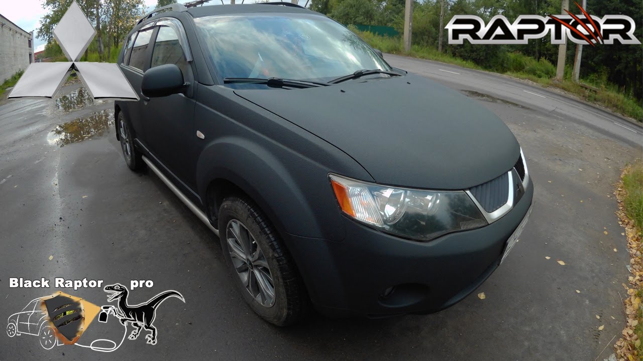 Покраска Mitsubishi Outlander в raptor с заменой кузовных деталей и полной обработкой.
