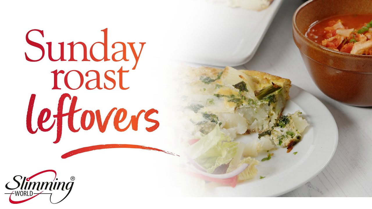 Slimming World lunch with leftovers - chicken soup and potato tortilla lunch recipes #slimmingworld