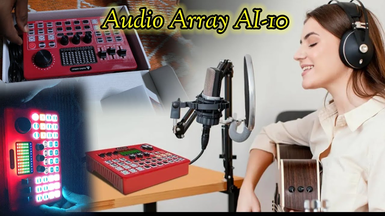 Audio Array AI-10 Professional Live Soundcard Mixer with Bluetooth | 3 Condenser Mic Inputs,