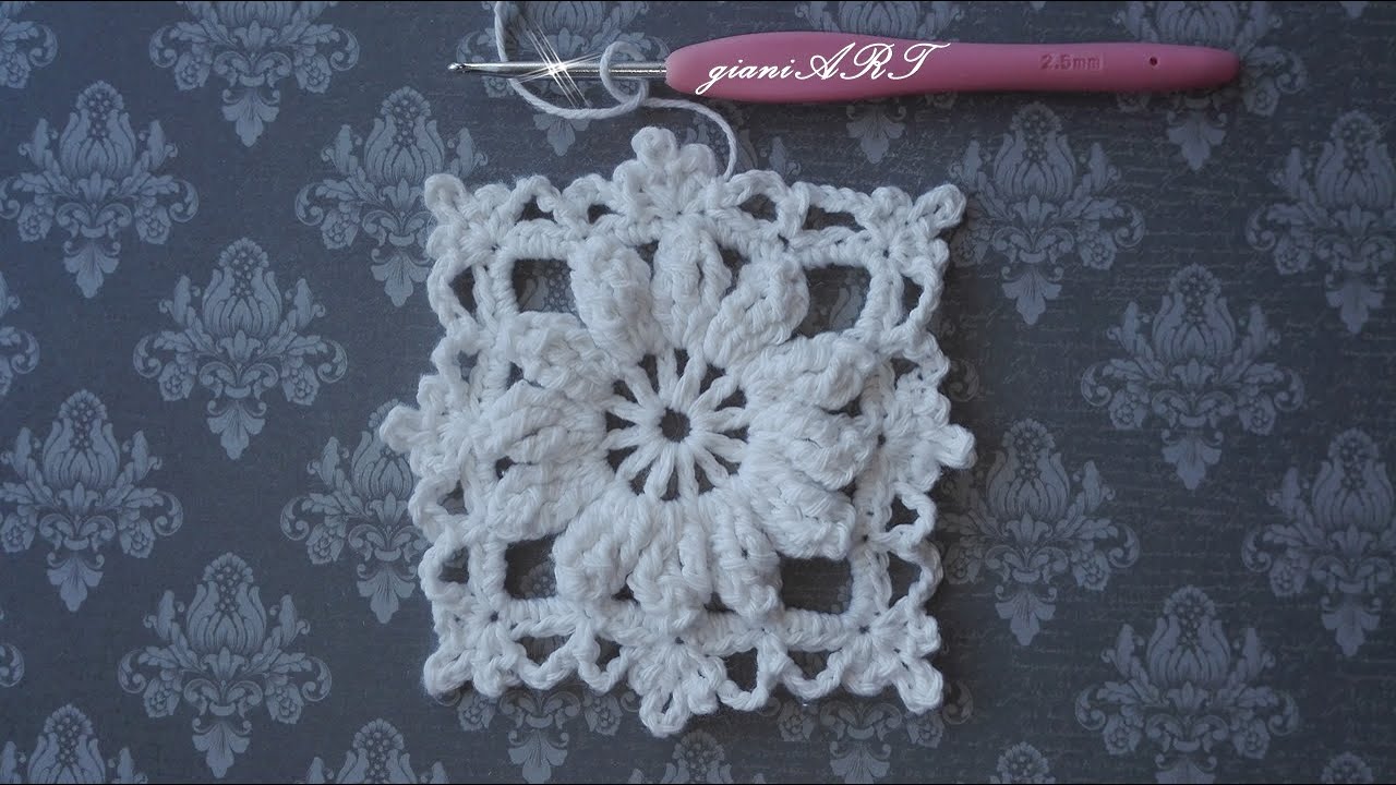 Crochet Lace Motif Flower in the Frame | Lace Blanket crochet pattern 1⃣