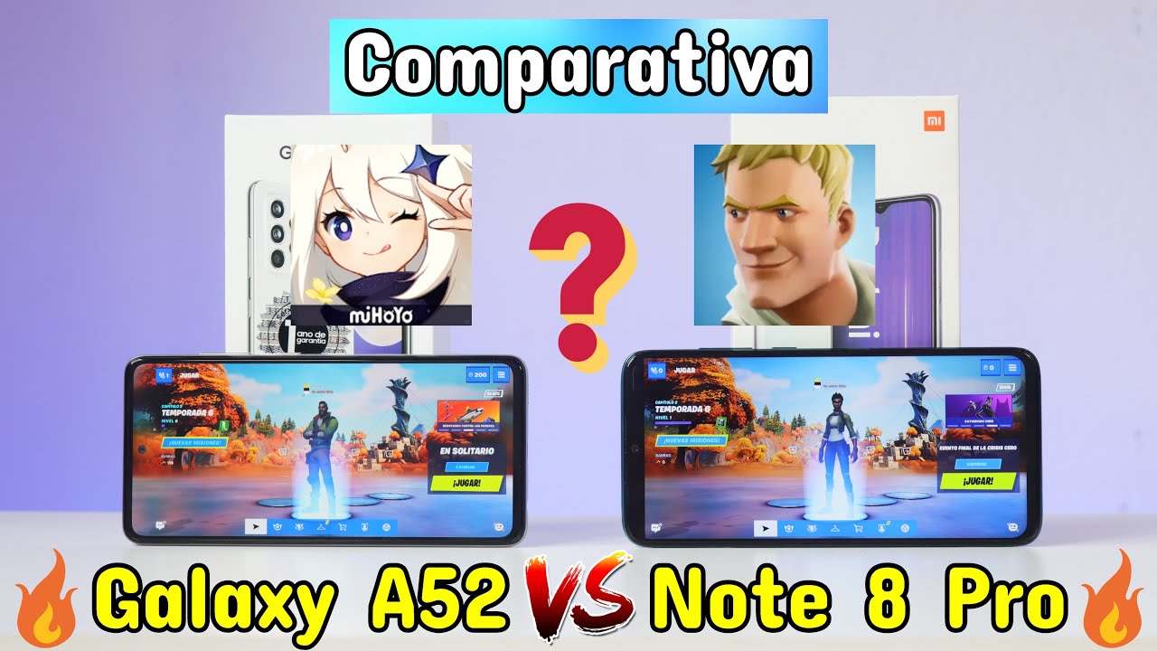 Prueba de Rendimiento & Potencia Redmi Note 8 Pro vs Samsung Galaxy A52 🔥 Fortnite 😱 Genshin🔥Antutu😱
