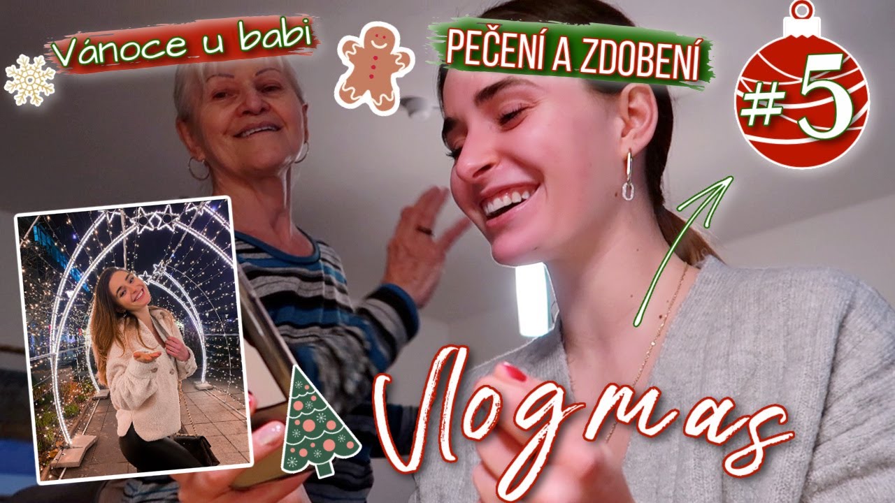 (poslední) VLOGMAS #5 - První Vánoce u babičky, zdobení stromečku, bruselní & pečení 🎄✨