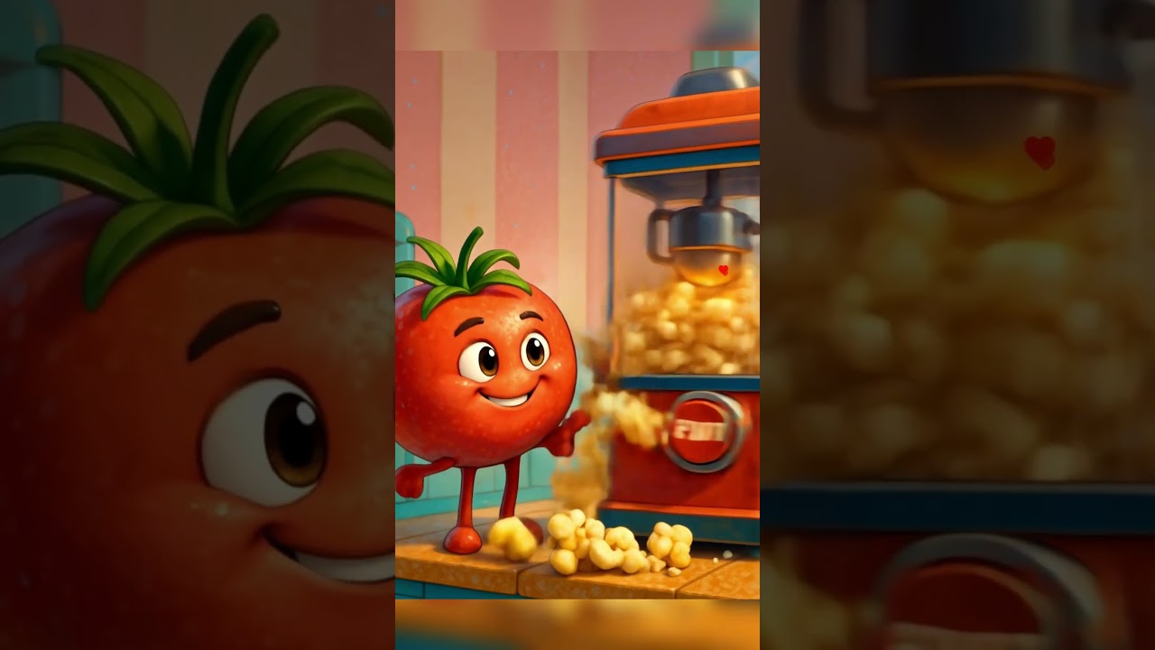 Tomato&rsquo;s Popcorn Blast! 🍿🍅💥 5 Seconds of Snack Mayhem!  #kidsvideo #kindervideo #animation #viral