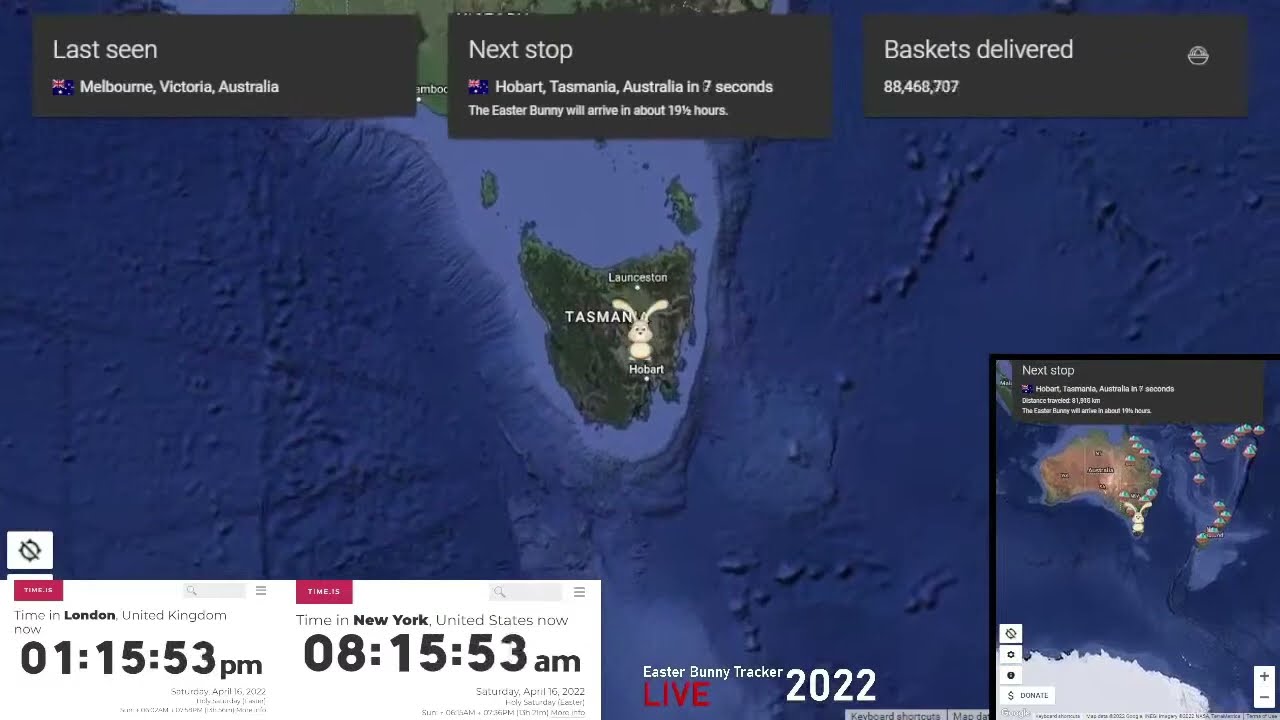 (Late video) Easter Bunny Tracker Time Lapse 2022