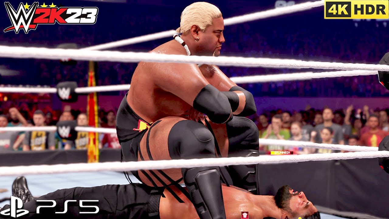 WWE 2K23 - Rikishi fights with the Bloodline in a Handicap Match [PS5 4K60]