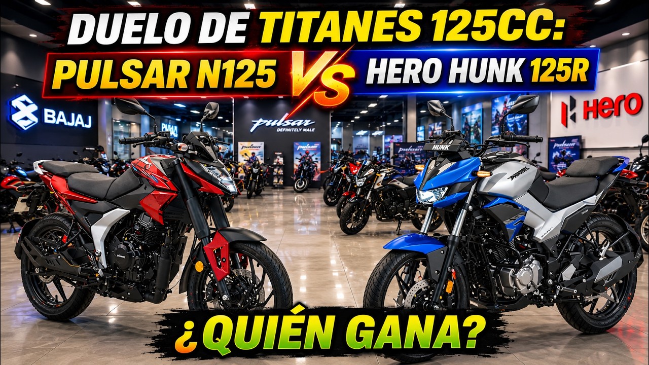 🔴 BAJAJ PULSAR N125 🆚️  HERO HUNK 125R 😱‼️TECNOLOGÍA contra  POTENCIA‼️