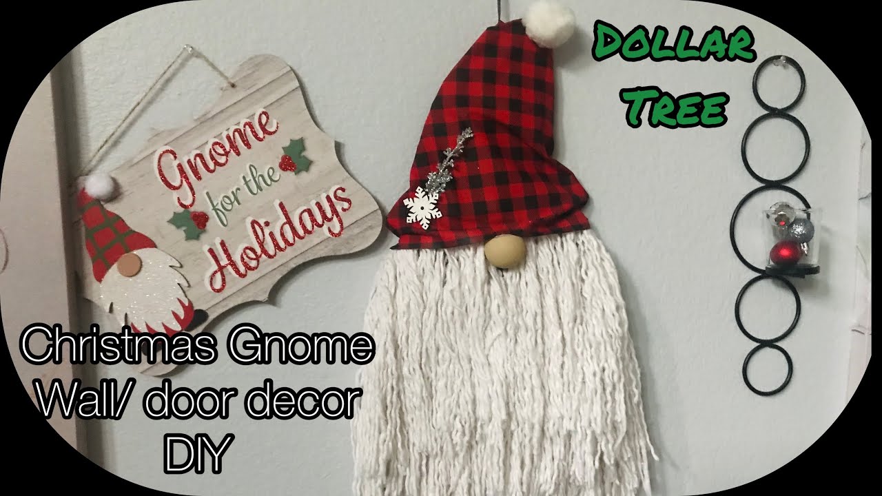 Christmas gnome diy / dollar tree Christmas wall | door decor | mop head gnome | decoration ideas