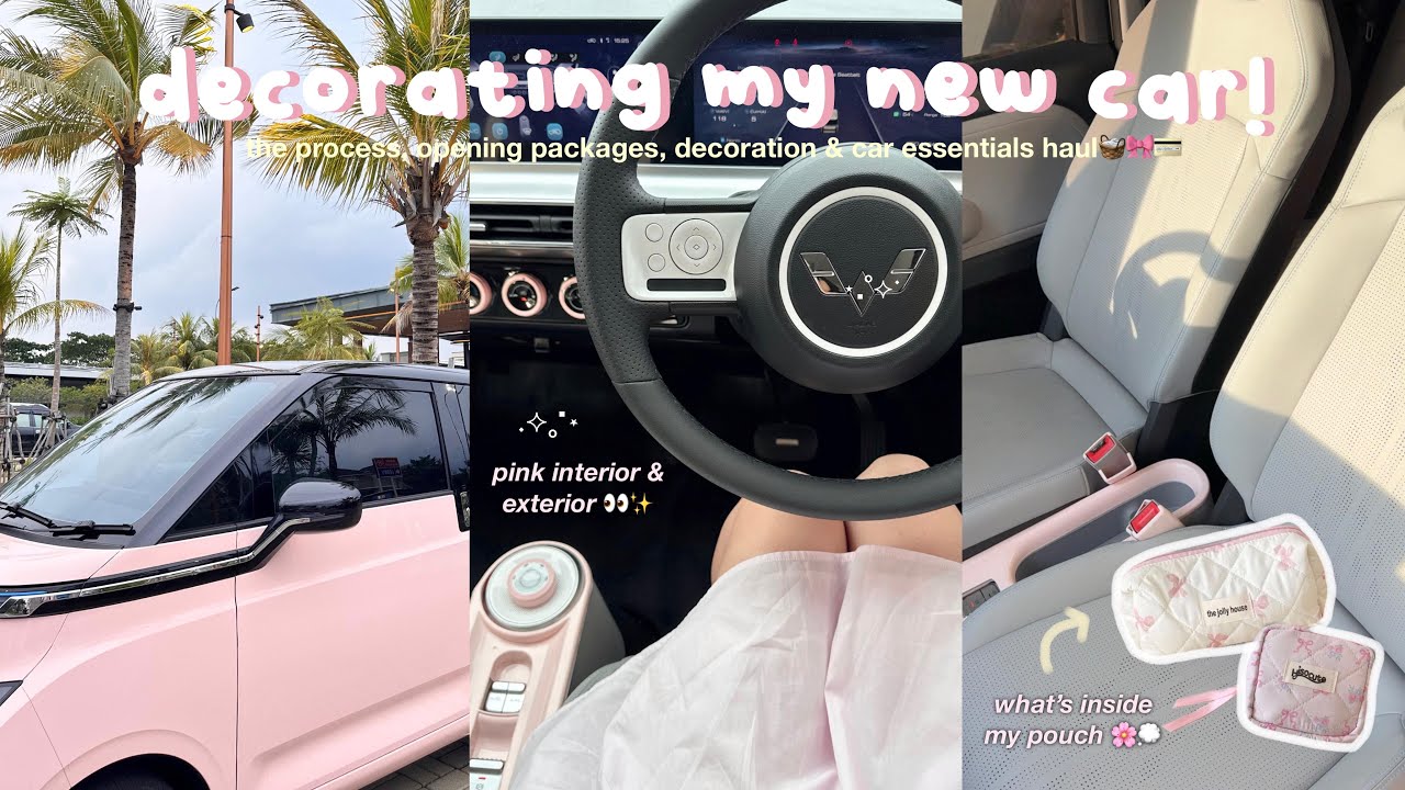 DECORATING MY PINK CAR !! 🎀💨 | in my electric vehicle girliee 👀🧸✨
