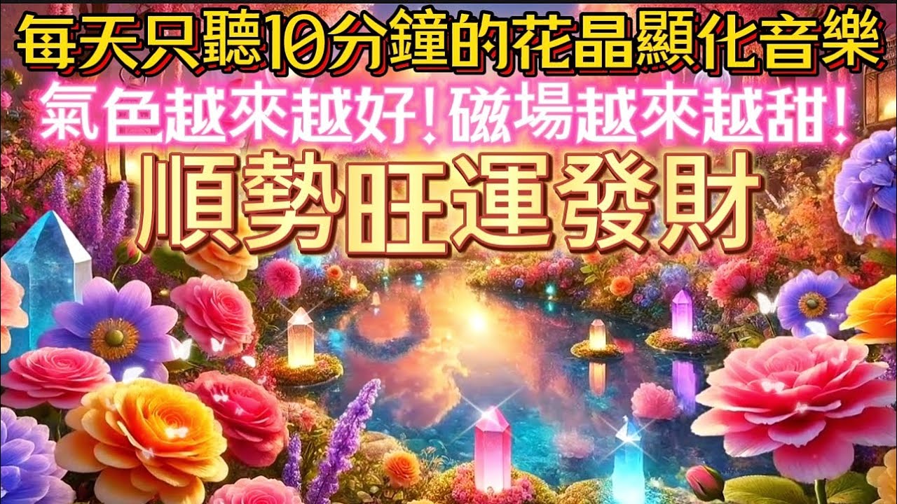 每天只聽10分鐘的花晶顯化音樂｜氣色越來越好！磁場越來越甜！｜順勢旺運發財｜吸引力法則調頻能量音樂