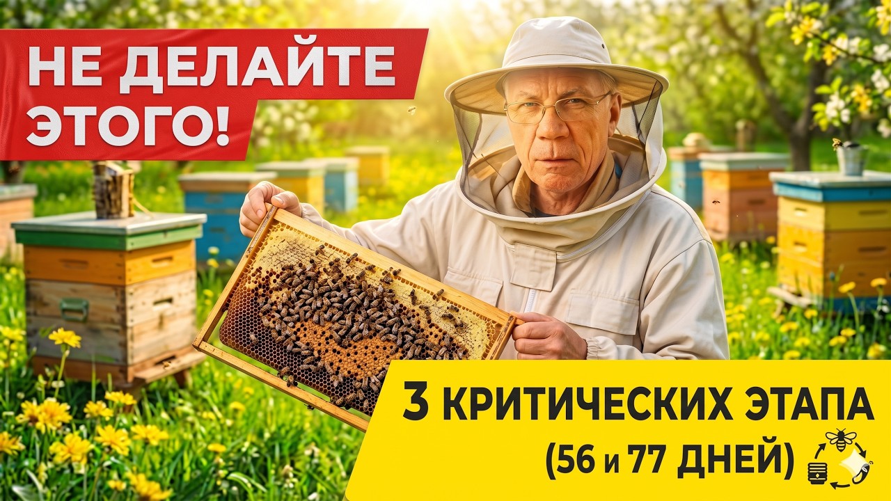 ГЛАВНЫЕ ОШИБКИ ПРИ РАСШИРЕНИИ ГНЕЗД!  3 этапа развития пчел 56 и 77 дней.