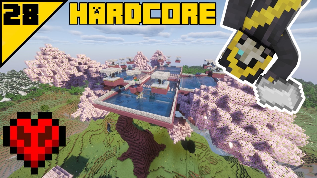 HUGE Cherry Iron Farm! - Hardcore Minecraft - Ep 28