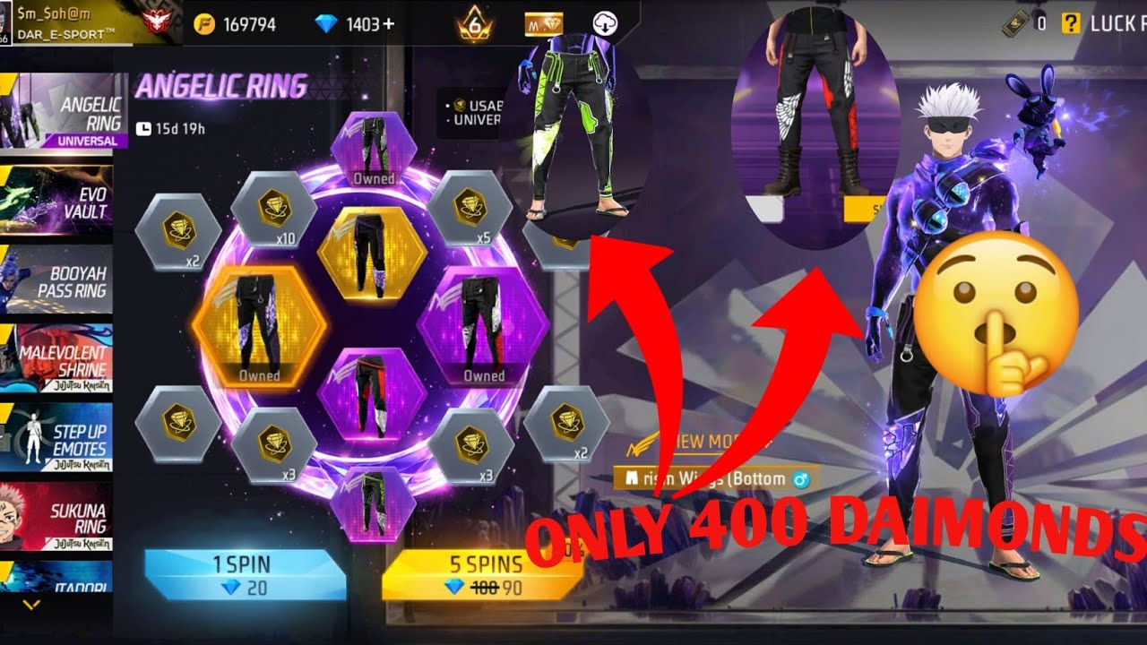 Free fire angelic pant new ring event 💥 only in 400  daimonds 💦💦