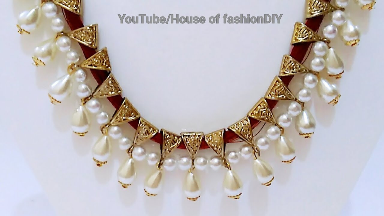 DIY|| How To Make Antique Silk Thread Necklace||Pearl necklace