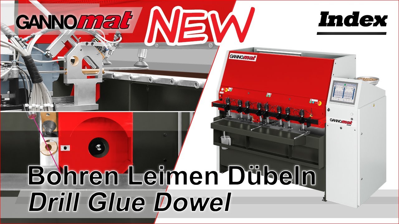 GANNOMAT Index CNC Drill Glue Dowel Machine [ CNC Bohr- und Dübeleintreibmaschine ]