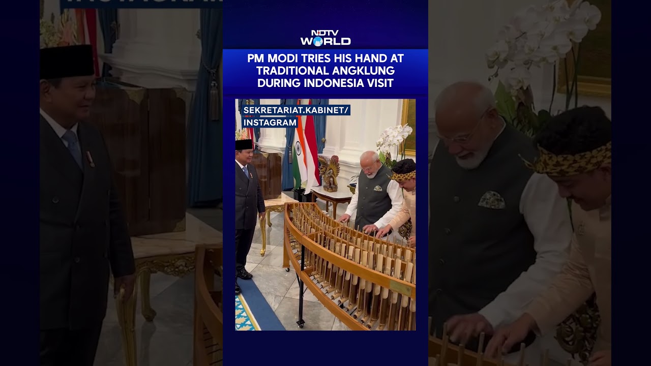 PM Modi In Indonesia | PM Modi Tries His Hand At Traditional Angklung During Indonesia Visit