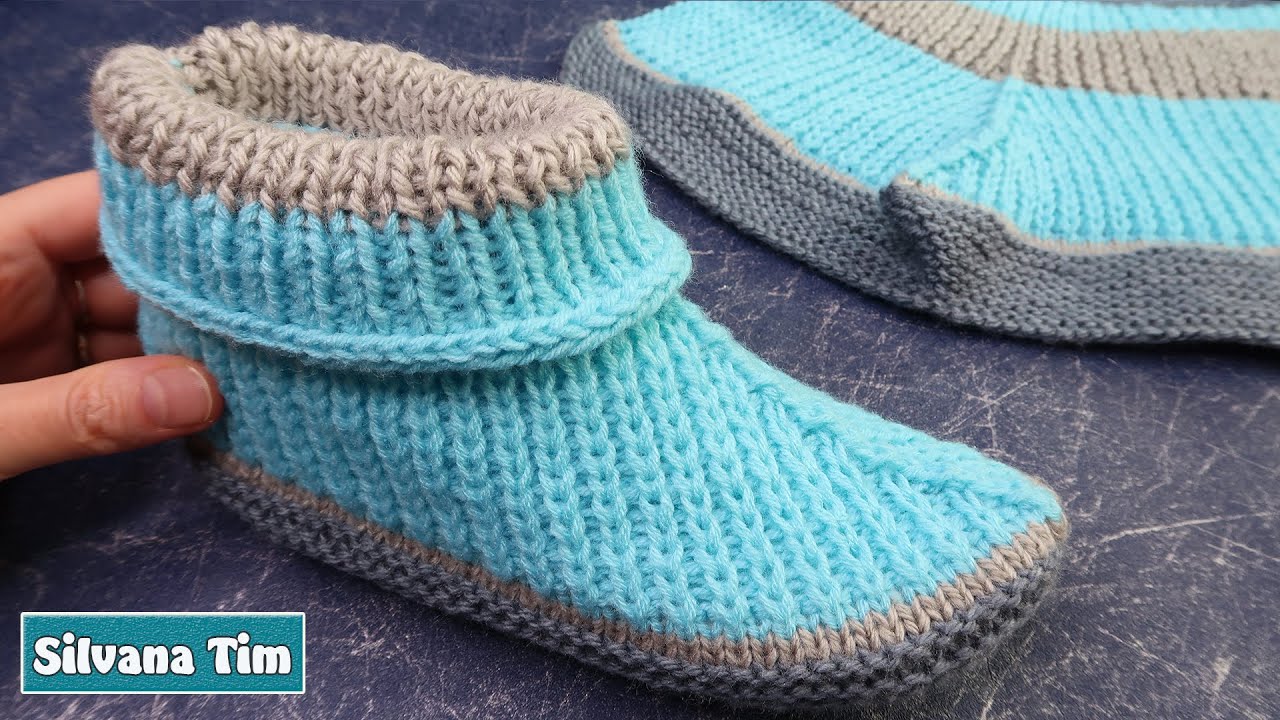 🧦 Pantuflas Babuchas en 1, 2, 3… ¡Teje y disfruta! 🎉 PATRONES DE TEJIDO A DOS AGUJAS