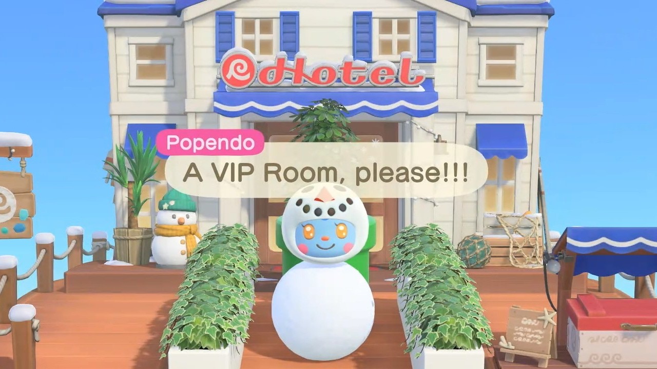 What Happens If You TRANSFORM INTO Snowboy in Front of the Hotel in ACNH 3.0.1?