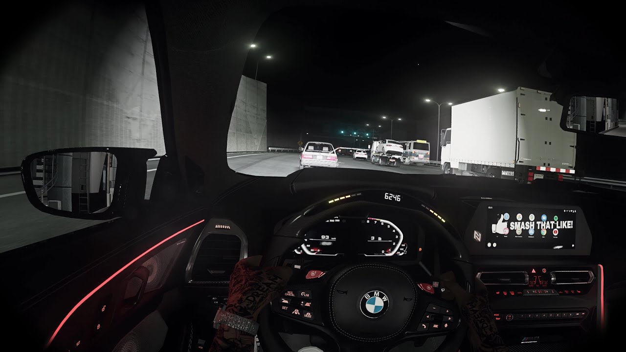 V12 Swapped BMW M8 POV NIGHT DRIVE | Cutting Through Traffic | Assetto Corsa