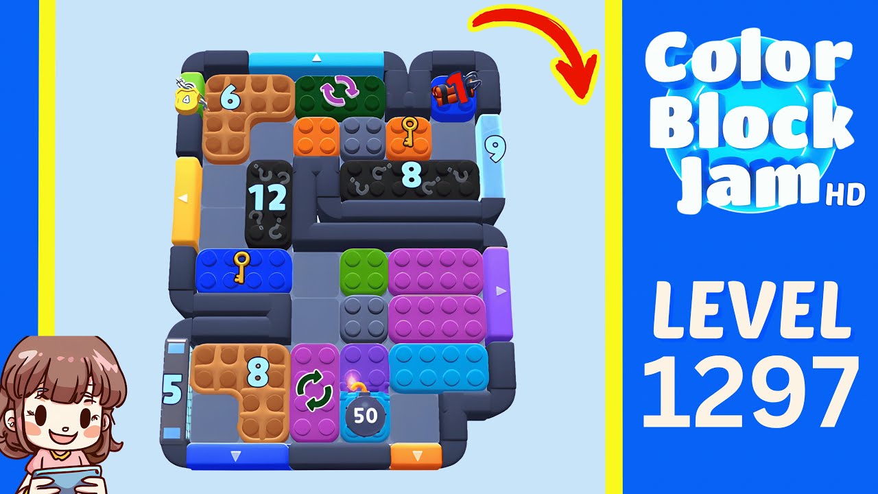 Color Block Jam Level 1297 Solution Walkthrough