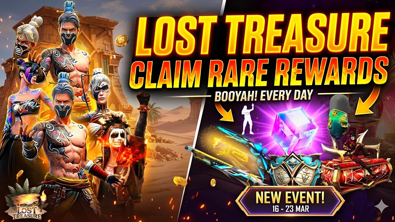 Lost Treasure Event Free Rewards🥳🤩| Free Fire New Event | FF New Event |Upcoming Events In Free Fire