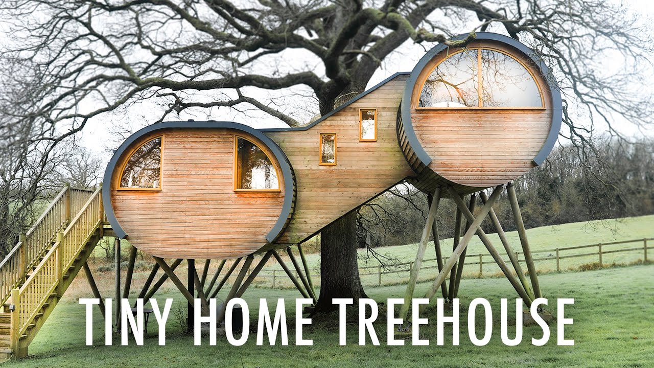 TREEHOUSE Tiny Cabin FULL TOUR! (w/ Private Pond)